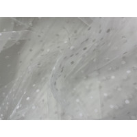 Ткань сетка флок горох, белый